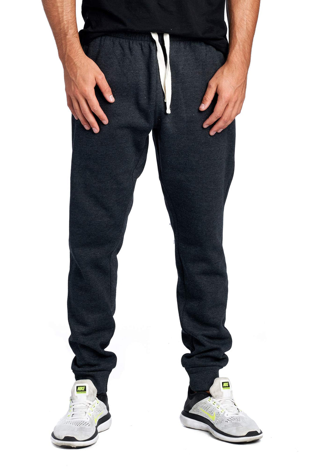 PROGO USA Men's Joggers Sweatpants Basic Fleece Marled Jogger Pant Elastic Waist
