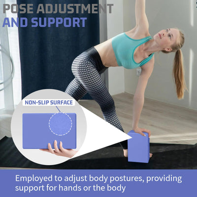Yoga Blocks 2 Pack, EVA Foam Yoga Block Supportive, Non-Slip Exercise Blocks, Yoga Accessories for Pilates, Meditation, Balance, Stretching and Deep Poses