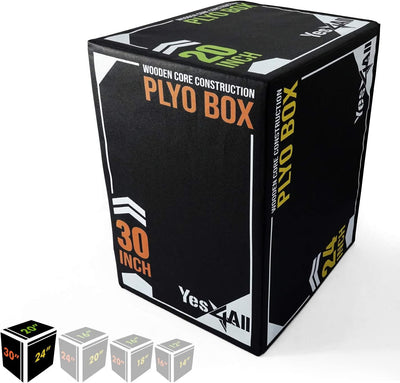 Yes4All 3-in-1 Soft-Padded Plyo Box With Wooden Core, Non-Slip Multi-Use Cushioned Plyometric Jump Box with Vinyl Cover for Jumping, Conditioning, Strength Training