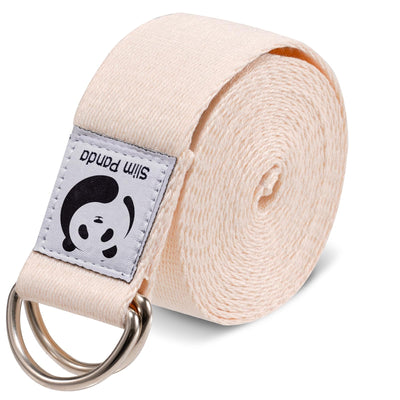 Slim Panda Yoga Strap for Stretching,Cotton Yoga Strap with Adjustable D-Ring Buckle,Non-Elastic Yoga Belt for Pilates,Gym Workouts,Physical Therapy,Improve Flexibility