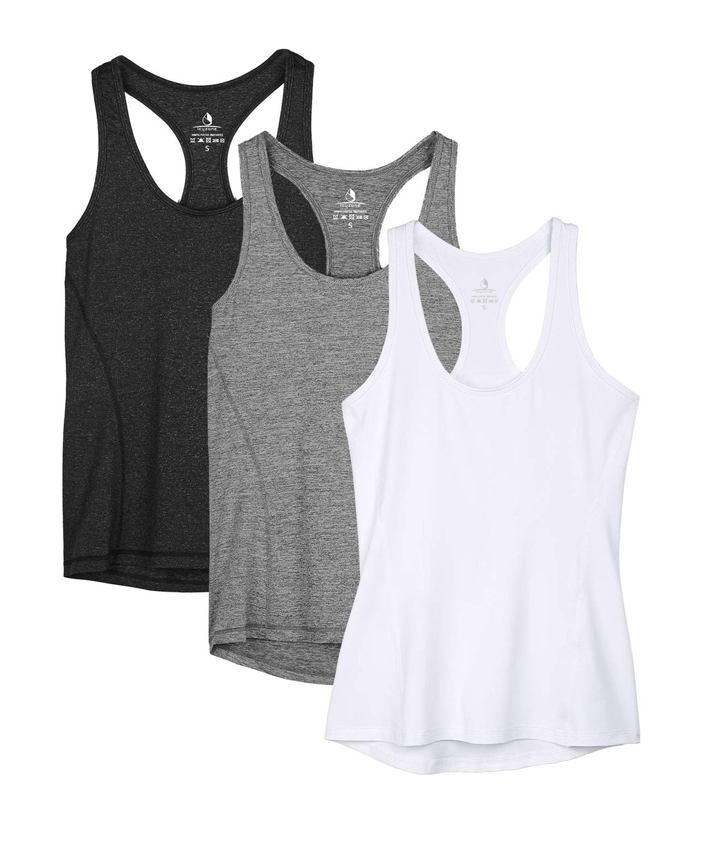 icyzone Women's Racerback Workout Athletic Running Tank Tops (Pack of 3)