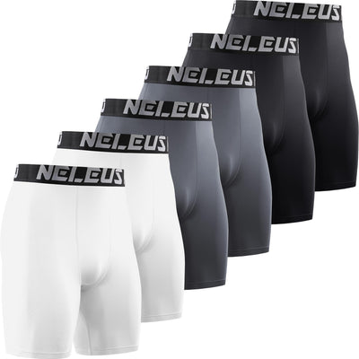 NELEUS 3 or 6 Pack Compression Shorts for Men Spandex Sport Shorts Running Athletic Workout Performance Baselayer Underwear