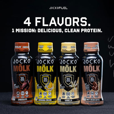 Jocko Mölk 30g Grass Fed Protein Shakes – No Added Sugar Protein Drinks KETO Friendly - Ready to Drink 12 FL Oz (Pack of 12) Banana Cream
