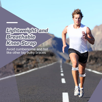 IPOW 2 Pack Knee Pain Relief & Patella Stabilizer Knee Strap Brace Support for Hiking, Soccer, Basketball, Running, Jumpers Knee, Tennis, Tendonitis, Volleyball & Squats, Black