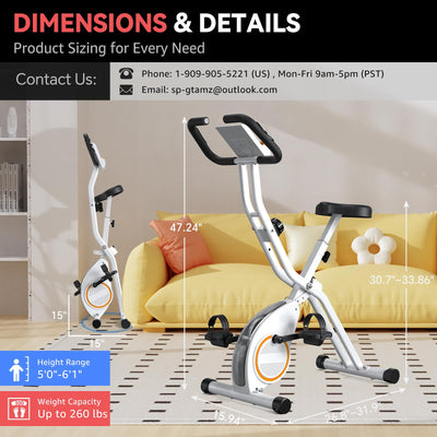 Foldable Exercise Bike Stationary Bikes for Home, 5 IN 1 Indoor Workout Bike, Cycling Bike with 16-Level Quiet Magnetic Resistance, 6.6 LBS Flywheel and 300LBS Capacity, 2025 Designed 817 X-bike