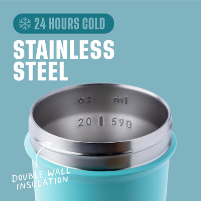 BlenderBottle Strada Shaker Cup Insulated Stainless Steel Water Bottle with Wire Whisk, 24-Ounce, Black