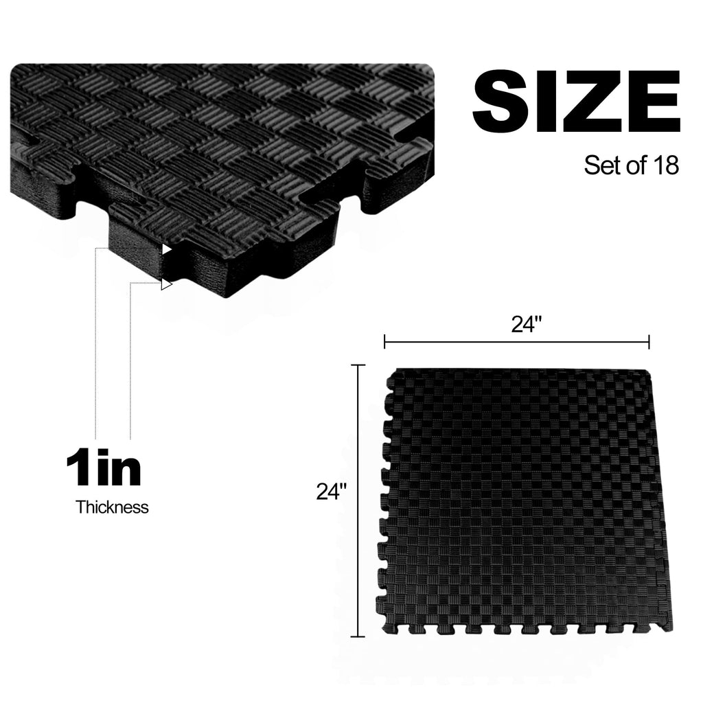Fitvids Puzzle Exercise Gym Flooring Mat, 3/4" Thick High-Density EVA Interlocking Tiles, Workout Mat for Home Gym, Fitness Equipment, MMA, Gymnastics, 24-Piece Shock-Absorbing Exercise Mat (96 Sq Ft)