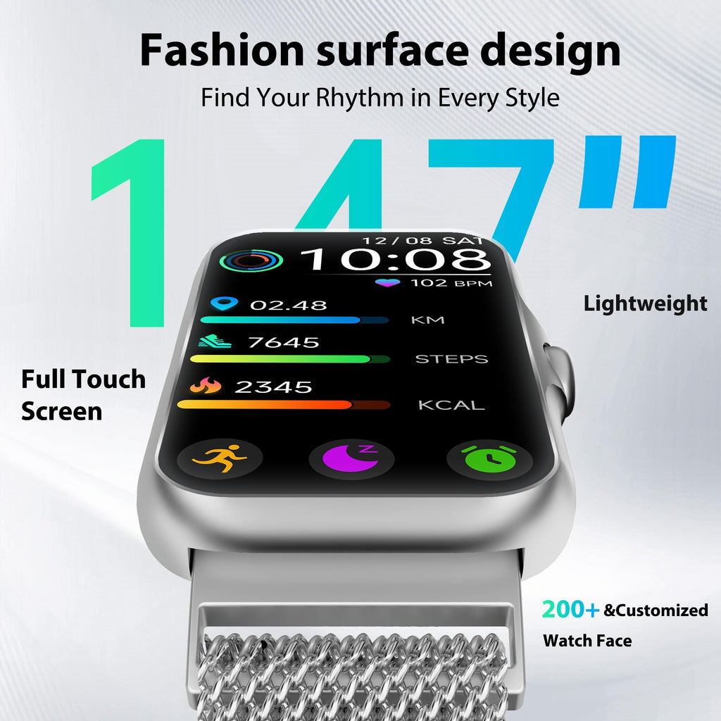 Fitness Tracker with 24/7 Continuous Heart Rate, Blood Oxygen Monitor, Smart Watch with Sleep Monitor, IP68 Waterproof Activity Tracker Step Counter for Women Men (Black)