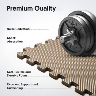 Home Gym Mat, Puzzle Exercise Mat, EVA Interlocking Foam Floor Tiles for Home Workout Equipment and Kids' Play Areas - Grey, 24 in x 24 in x ½ in - 12 Tiles (Grey, 12 Pack, 48 SQ FT)