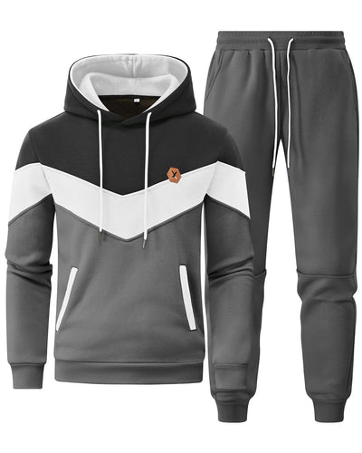 Mens Hoodie Tracksuit Set 2 Pieces Athletic Fleece Hooded Sweatsuit Casual Outfit Sweatshirt and Joggers Set