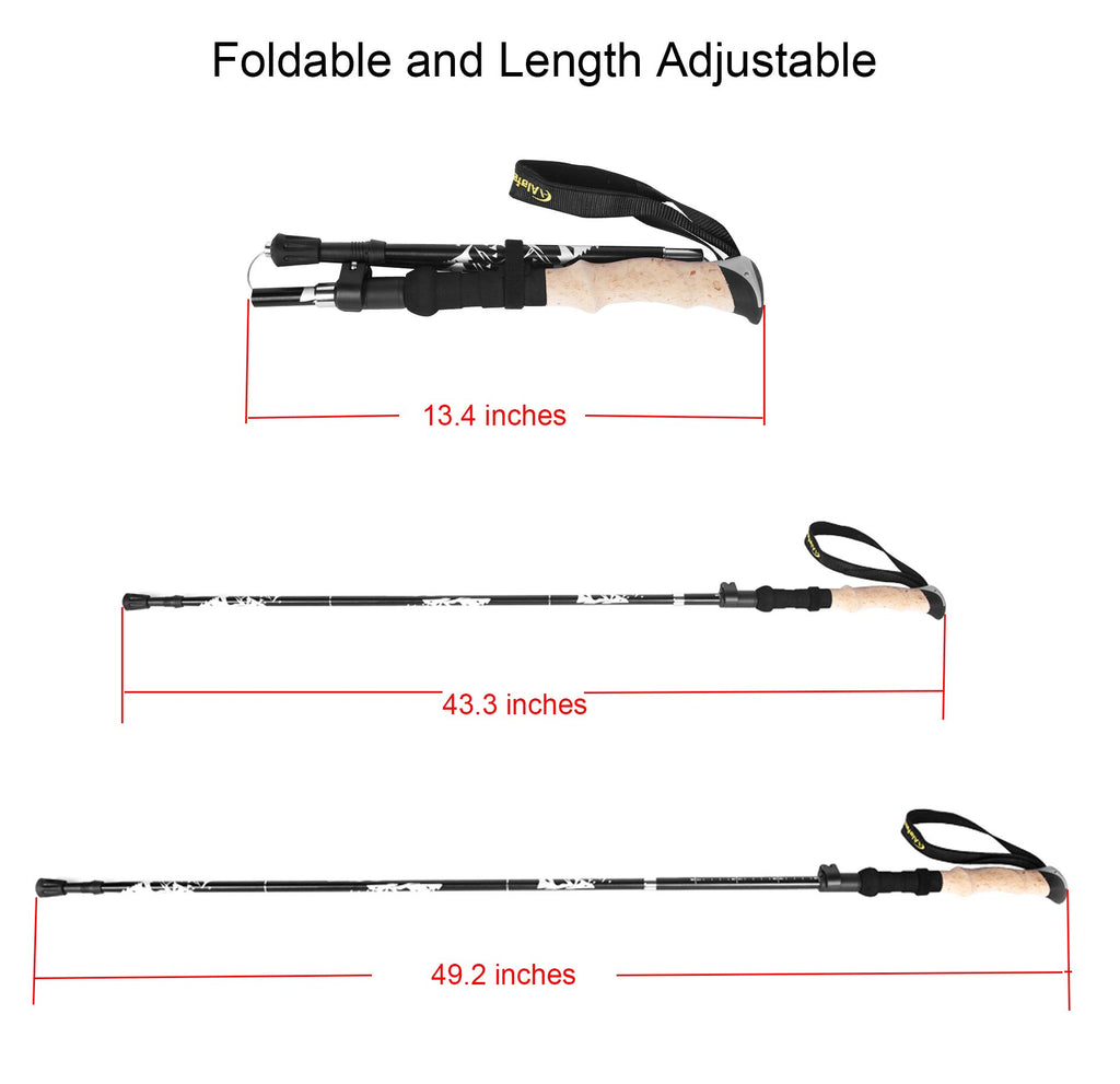 Aluminum Collapsible Ultralight Travel Trekking Hiking Pole for Men and Women (Fits 5'3" - 6'2")