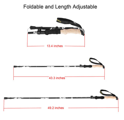 Aluminum Collapsible Ultralight Travel Trekking Hiking Pole for Men and Women (Fits 5'3" - 6'2")