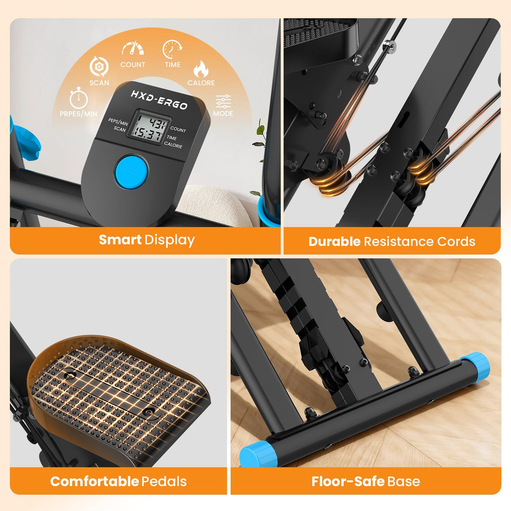 HXD-ERGO Stair Stepper, Upgrade 6-Level Resistance Stair Master with Adjustable Handlebar, Folding Stair Climber Workout Machine