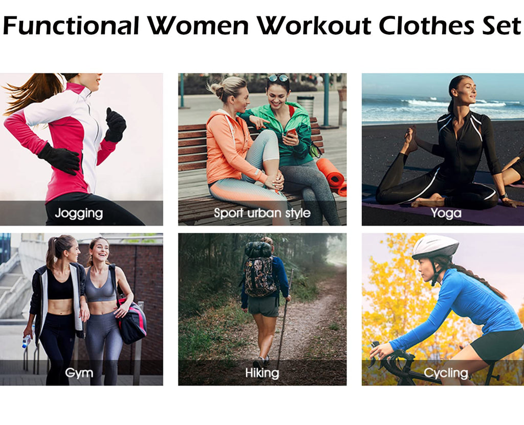 Women Workout Clothes Set 5 PCS Exercise Athletic Outfits Set
