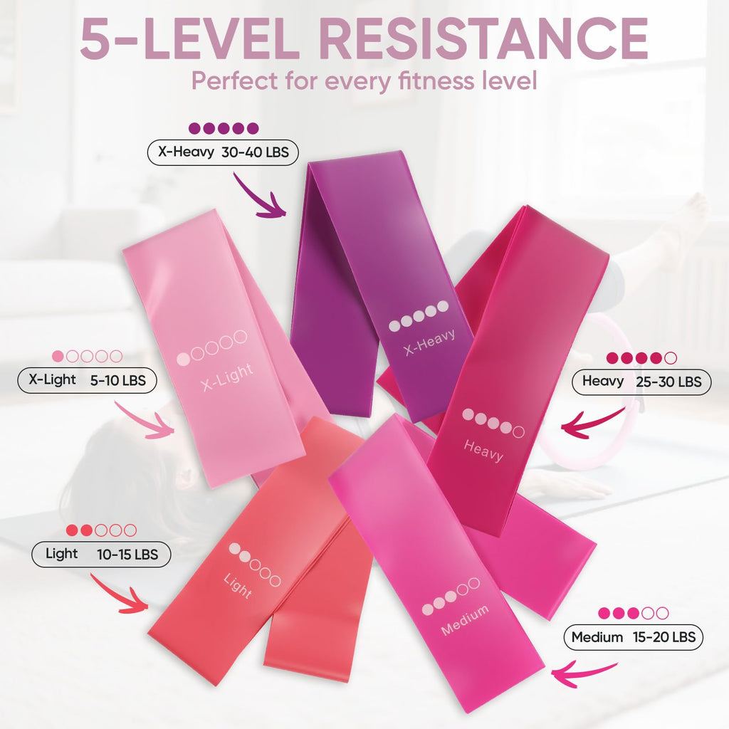 Home Pilates Kit for Women Pilates Equipment Ring and Ball Set Magic Circle Hoop with 5 Resistance Bands Compact Toning Fitness Essentials Starter Set Accessories