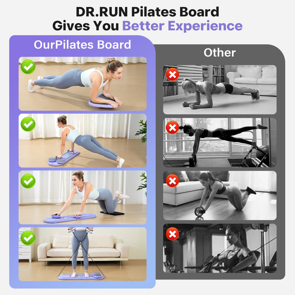 Pilates Board, Pilates Reformer Set, 7 in 1 Multifunctional Pilates Reformer Machine with Timer, Portable Foldable Pilates Board for Home Workout, Pilates Kit with Storage Bag