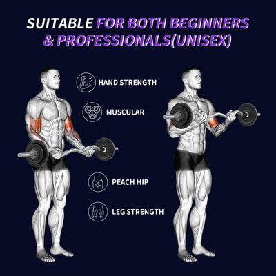 47" EZ Curl Bar Weight Lifting Bar, 1-inch Curling Bars for Weight lifting, Barbell bar for Hip Thrusts/Squats/Lunges for Gym and Home, With 2 Star Double Risk Star-nuts (220lb Weight Capacity)