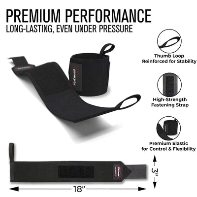 Rip Toned 18” Wrist Wraps - USPA Endorsed Wrist Straps for Weightlifting - Quality Wrist Support - Adjustable, Durable, Machine Washable - Gym Wraps for Powerlifting - for Men & Women