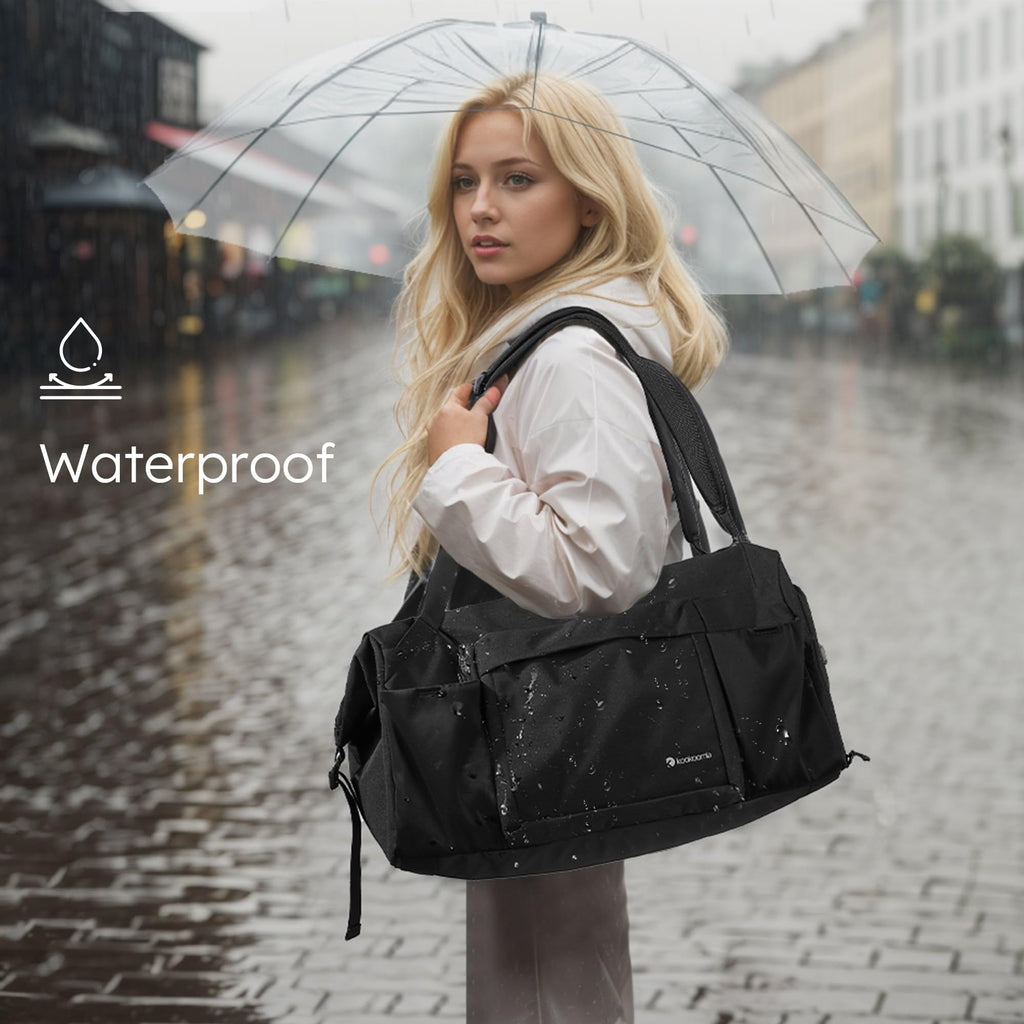 Gym Bag for Men with 2 Upgraded Bottle Holders Convertible Duffle Bag and Gym Backpack Waterproof Sports Bags with Shoes Compartment and Wet Pocket - Black