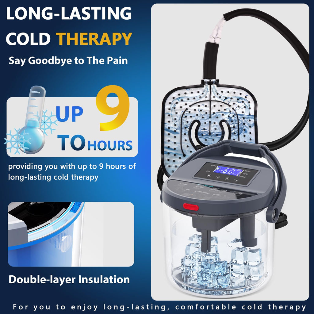 Cold Therapy Machine with Programmable Timer, Ice-Machine-for-Knee-After-Surgery, Knee Replacement Recovery Equipment, Cryotherapy Pain Relief w/Compression Pad for Shoulder, Ankle (Dark Grey)