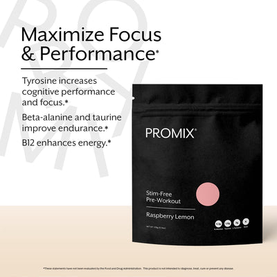 Promix Pre-Workout Powder, Strawberry Lemon – Boosts Focus, Energy & Endurance – With Caffeine, B12, Beta-Alanine & L-Tyrosine – Gluten & Dairy-Free, 10.05 oz