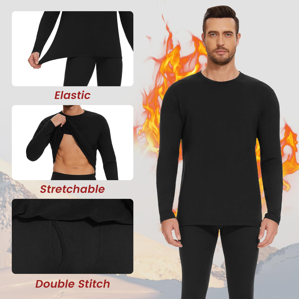 Thermal Underwear for Men Long Johns Set - Fleece Lined Base Layer for Cold Weather Winter Clothes