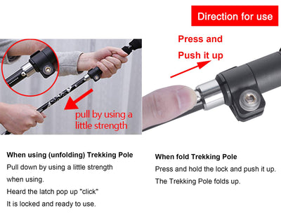 Aluminum Collapsible Ultralight Travel Trekking Hiking Pole for Men and Women (Fits 5'3" - 6'2")