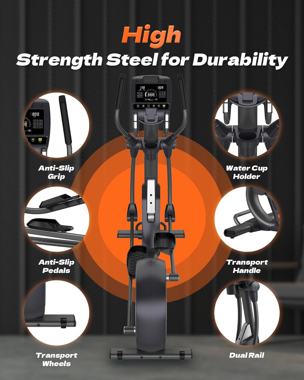 GYMOST Elliptical Machine, Elliptical Exercise Machine for Home with Hyper-Quiet Magnetic Drive System, Elliptical Trainer with 32 Resistance Levels, Large LED Monitor