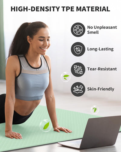 CAMBIVO Large Yoga Mat (6'x 4'), Extra Wide Workout Mat for Men and Women, Yoga Mat Thick 1/3 &1/4 Exercise Mats for Home Workout, Yoga, Pilates (Black,1/4 inch)