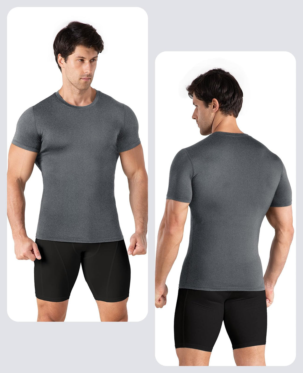 Niksa Men's Compression Shirts 1/2/4 Pack, Workout Gym Shirt Short Sleeve, Moisture Wicking Active Fit Base Layer T-Shirt
