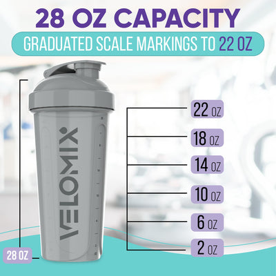 VELOMIX -4 PACK- 28 oz Protein Shaker Bottle for Protein Mixes - 4x Wire Whisk | Leak Proof Shaker Cups for Protein Shakes | Protein Shaker Bottle Pack | Protein Shake Cup (Brown)