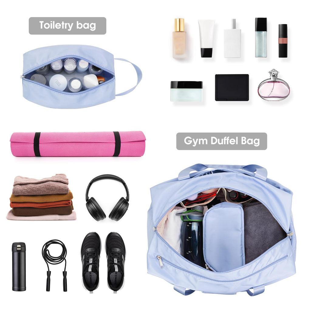 Ceneda 20" Gym Bag for Women with Wet Pocket & Shoe Compartment, Lightweight Duffel Waterproof Carry On Duffle for Travel, Yoga, Overnight (Green)