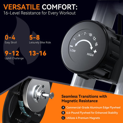 Foldable Exercise Bike Stationary Bikes for Home, 5 IN 1 Indoor Workout Bike, Cycling Bike with 16-Level Quiet Magnetic Resistance, 6.6 LBS Flywheel and 300LBS Capacity, 2025 Designed 817 X-bike