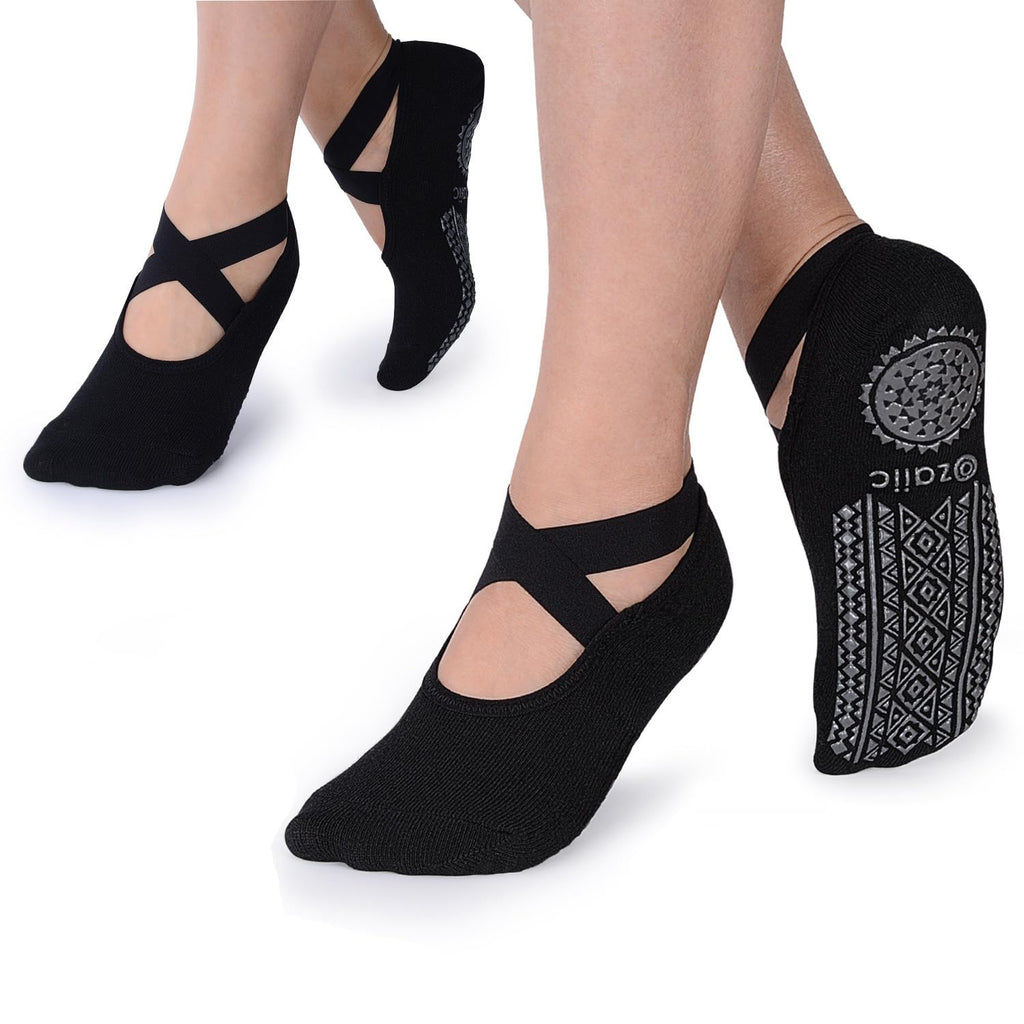 Ozaiic Pilates Socks for Women Non Slip Grip, Yoga Socks with Grippers for Barre, Hospital, Ballet, Dance, Barefoot Workout