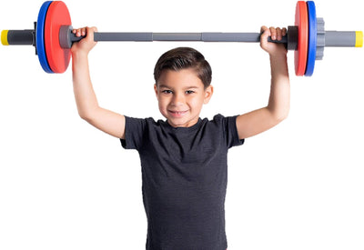 WOD Toys® Barbell Mini - Adjustable Kids Barbell Toy Weight Set for Kid Fitness, Weightlifting and Power lifting - Safe, Durable Kid's Gym Workout and Exercise Equipment for Toddlers and Children