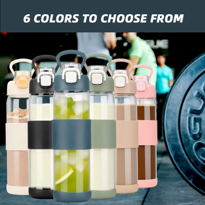 Glass Water Bottle for Protein Mixes 24 oz Protein Shaker Bottles with Whisk Ball Portable Leak Proof Shaker Blender for Fitness BPA Free