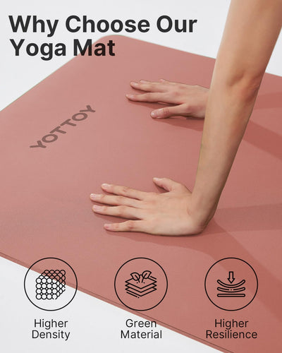 YOTTOY Yoga Mat,Non-Slip Hot Yoga Mat with Anti-Tear Design and Friendly Natural Rubber Mat with Strap and Bag