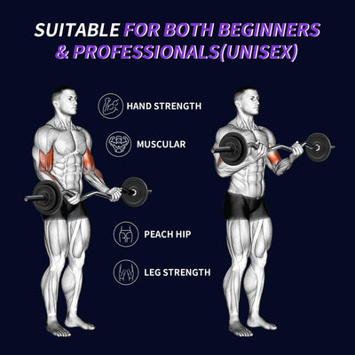 47" EZ Curl Bar Weight Lifting Bar, 1-inch Curling Bars for Weight lifting, Barbell bar for Hip Thrusts/Squats/Lunges for Gym and Home, With 2 Star Double Risk Star-nuts (220lb Weight Capacity)