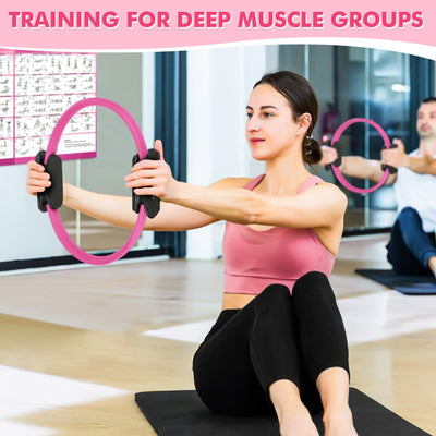 Pilates Ring Set with Resistance Bands Set, Pilates Ball, Sliding Disks – Workout Equipment Home Gym Includes Complete Fitness Poster