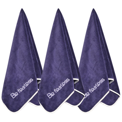 Microfiber Gym Towels Bigger Size Super Soft for Exercise Fitness, Sports, Workout, 380-GSM 15-Inch x 31-Inch Quick-Drying Towels (3 Pack, Grey+Blue+Purple)