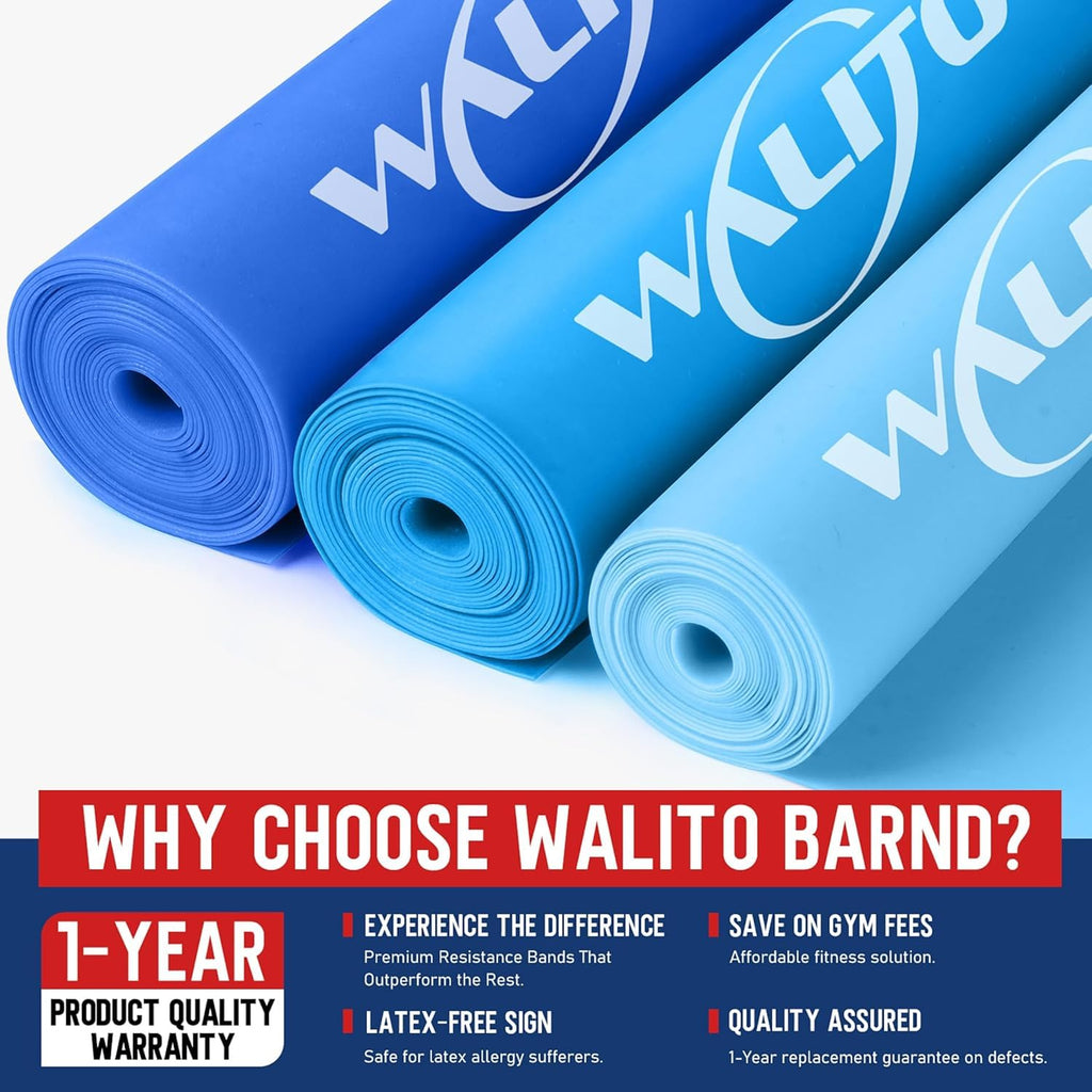 WALITO Resistance Bands for Working Out, Exercise Bands for Women and Men, Workout Bands for Physical Therapy, Stretch, Recovery, Pilates, Rehab, Strength Training and Home Gym