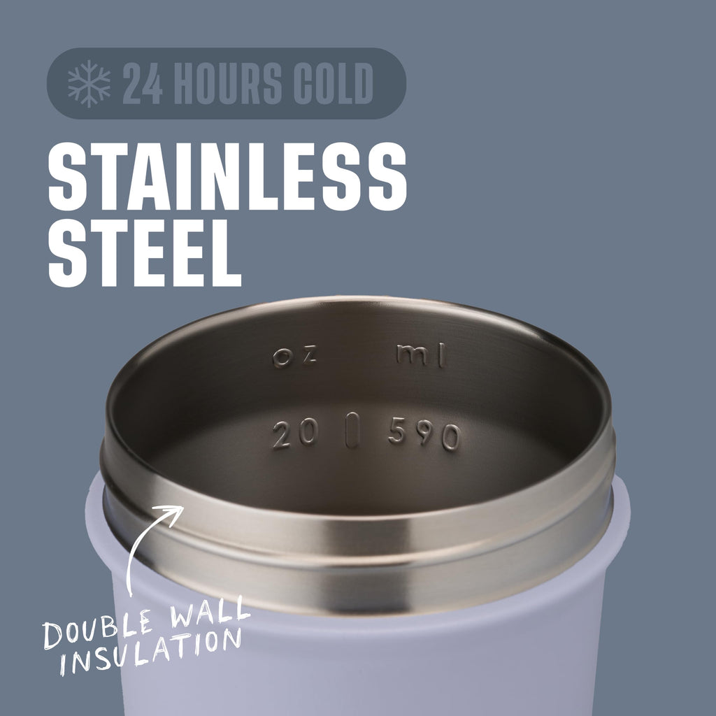 BlenderBottle Strada Shaker Cup Insulated Stainless Steel Water Bottle with Wire Whisk, 24-Ounce, Black