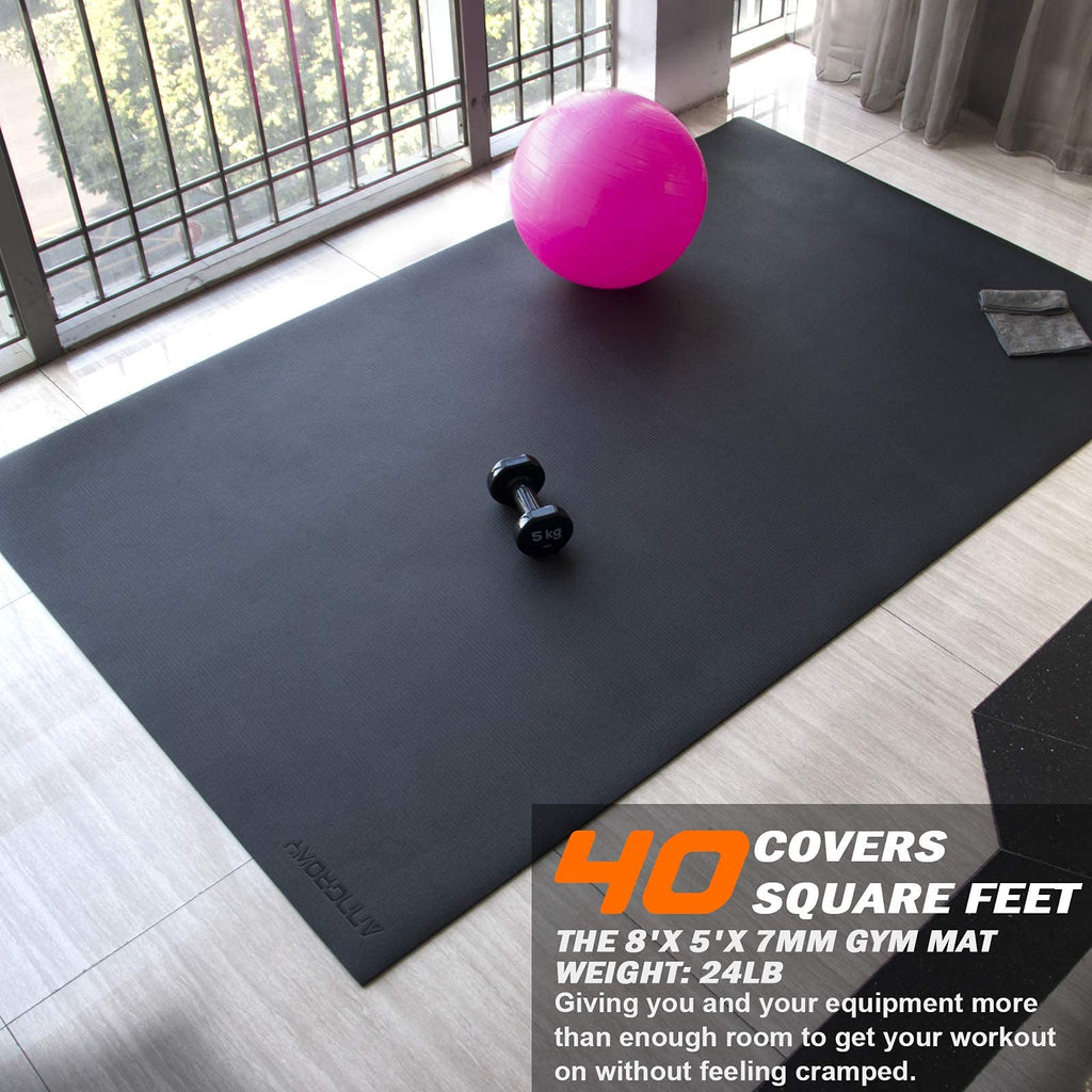 Large Exercise Mat 8'x5'|12'x6' Workout Mat for Home Gym Mats Exercise Heavy Duty Gym Flooring Fitness Mat Large Yoga Mat Cardio Mat for Weightlifting, Jump Rope, MMA, Shoe-Friendly