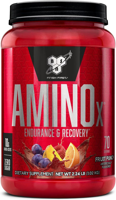 BSN Amino X Muscle Recovery & Endurance Powder with BCAAs, 10 Grams of Amino Acids, Keto Friendly, Caffeine-Free, Support Endurance, Zero Sugar, Grape, 30 servings, 15.34 Ounce (Packaging May Vary)