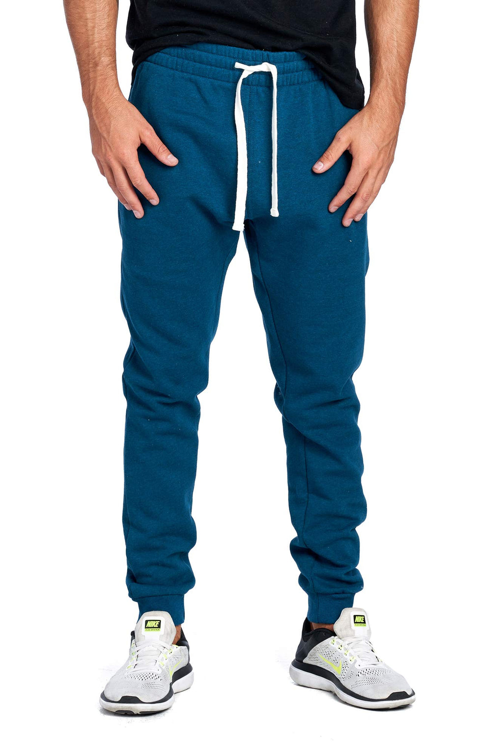 PROGO USA Men's Joggers Sweatpants Basic Fleece Marled Jogger Pant Elastic Waist