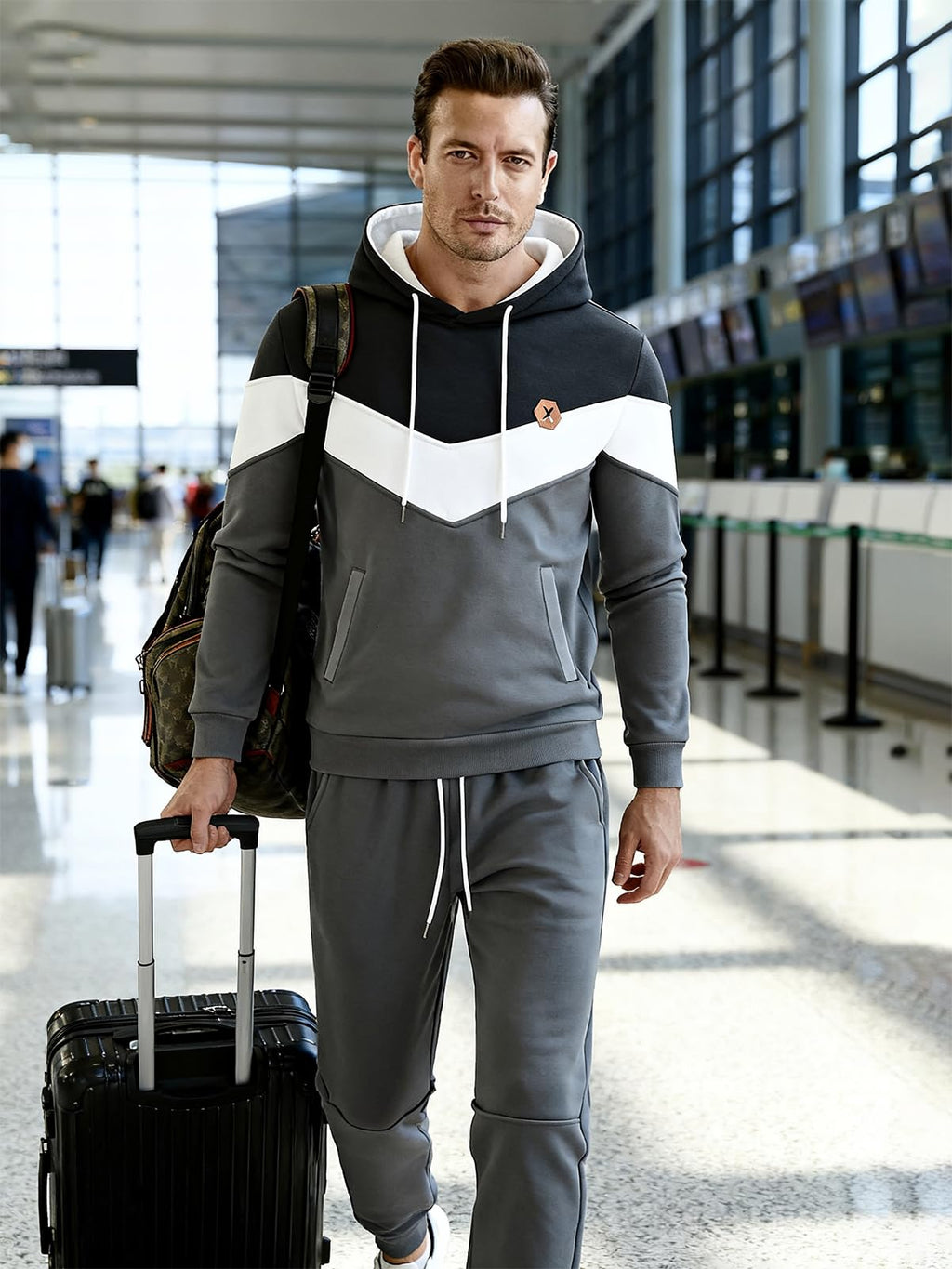 Mens Hoodie Tracksuit Set 2 Pieces Athletic Fleece Hooded Sweatsuit Casual Outfit Sweatshirt and Joggers Set