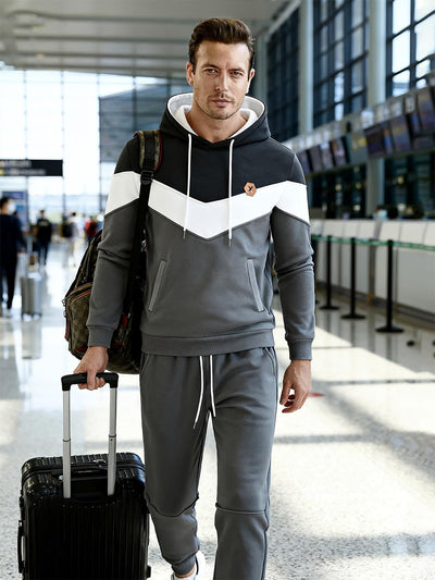 Mens Hoodie Tracksuit Set 2 Pieces Athletic Fleece Hooded Sweatsuit Casual Outfit Sweatshirt and Joggers Set
