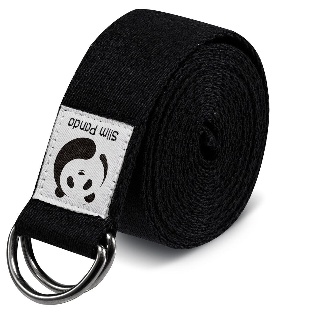 Slim Panda Yoga Strap for Stretching,Cotton Yoga Strap with Adjustable D-Ring Buckle,Non-Elastic Yoga Belt for Pilates,Gym Workouts,Physical Therapy,Improve Flexibility