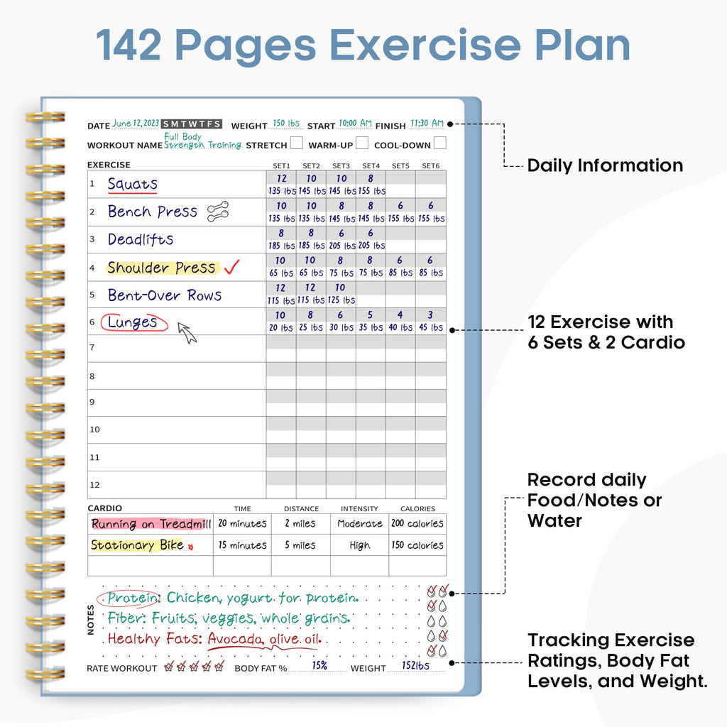 Fitness Workout Journal for Women & Men, A5(5.5" x 8.2") Workout Log Book Planner for Tracking, Progress, and Achieving Your Wellness Goals - Green