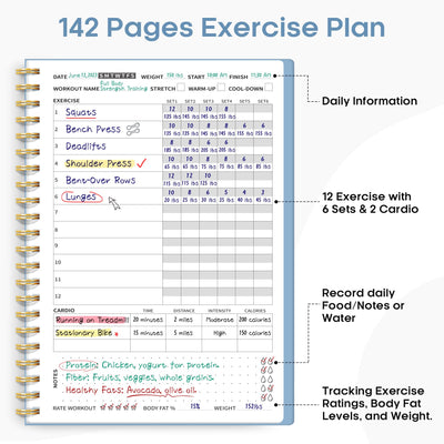 Fitness Workout Journal for Women & Men, A5(5.5" x 8.2") Workout Log Book Planner for Tracking, Progress, and Achieving Your Wellness Goals - Green
